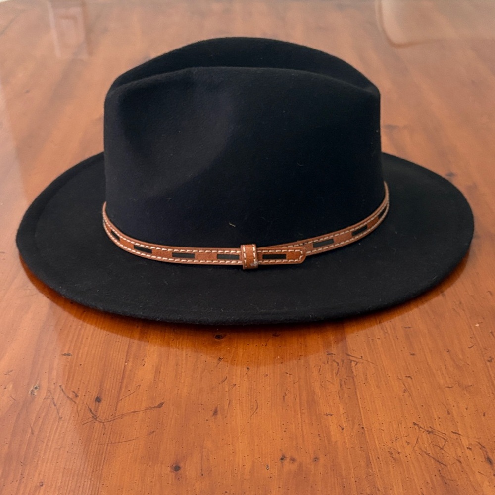 Classic Black Fedora Hat with Brown Band